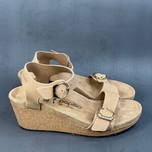 Papillio by Birkenstock Soley Leather Wedge Sandals shoes women size 9 (40)
